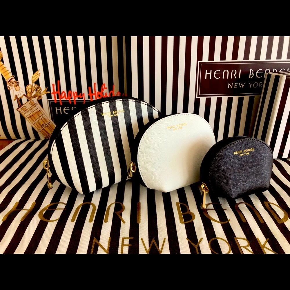 SOLD Henri Bendel pouches trio set. Leather